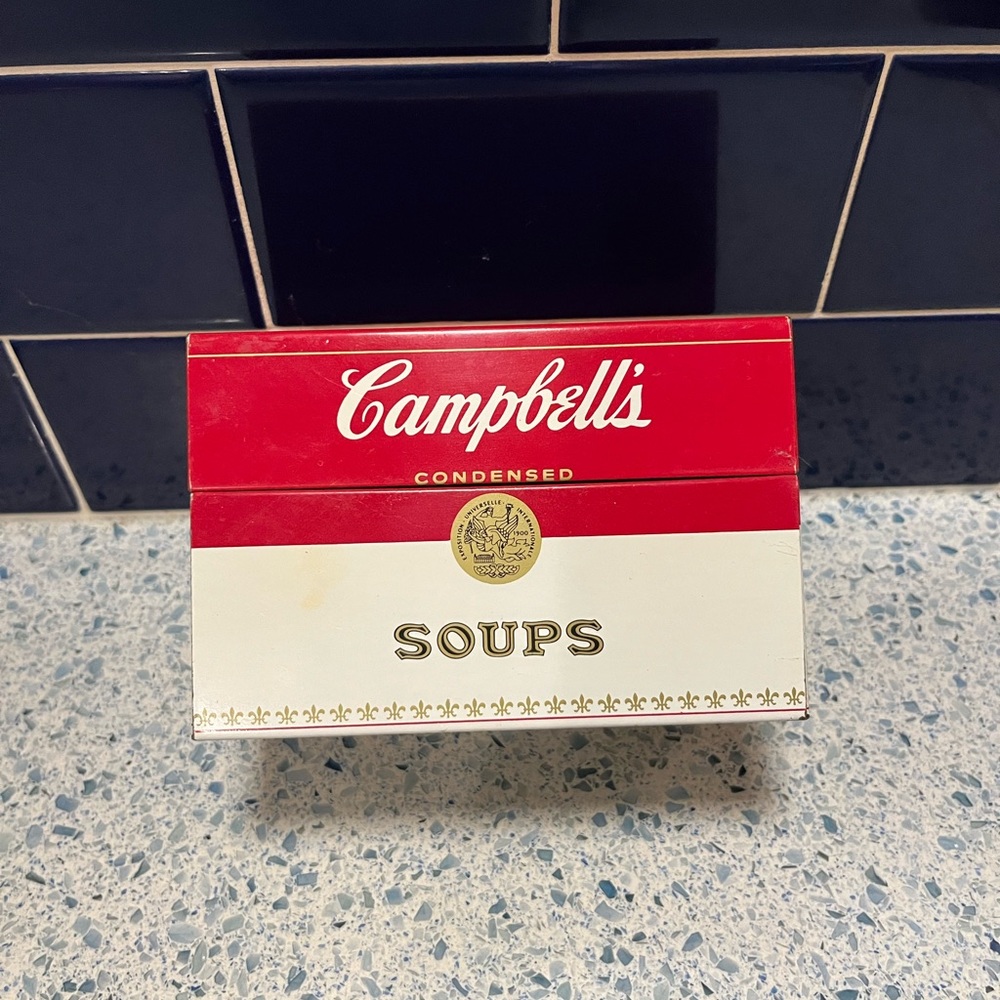 Vintage Campbell Soup Recipe Box with dividers and recipe cards